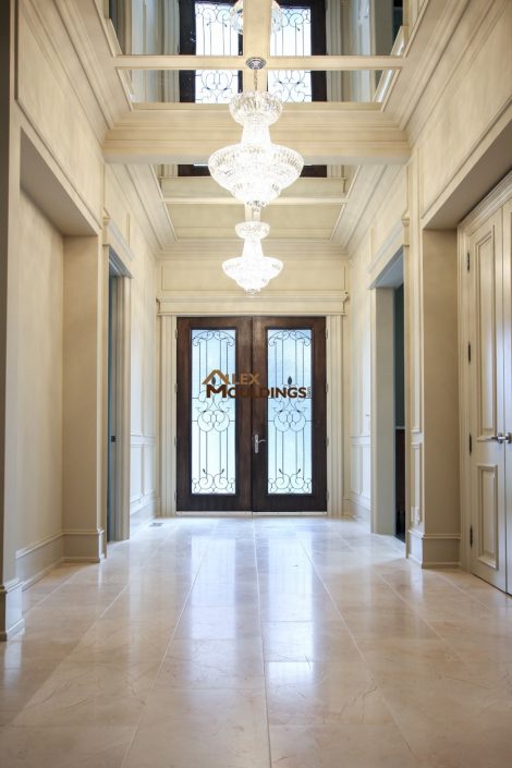 mirrored waffle ceiling