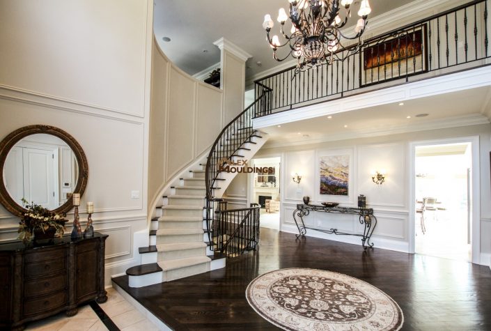 wall paneling on stairway