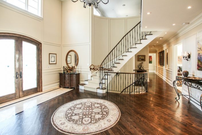 wall paneling in the entryway